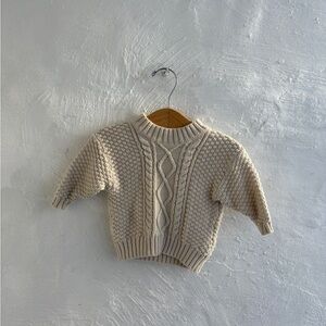 Quincy Mae 0-3 month cable knit sweater